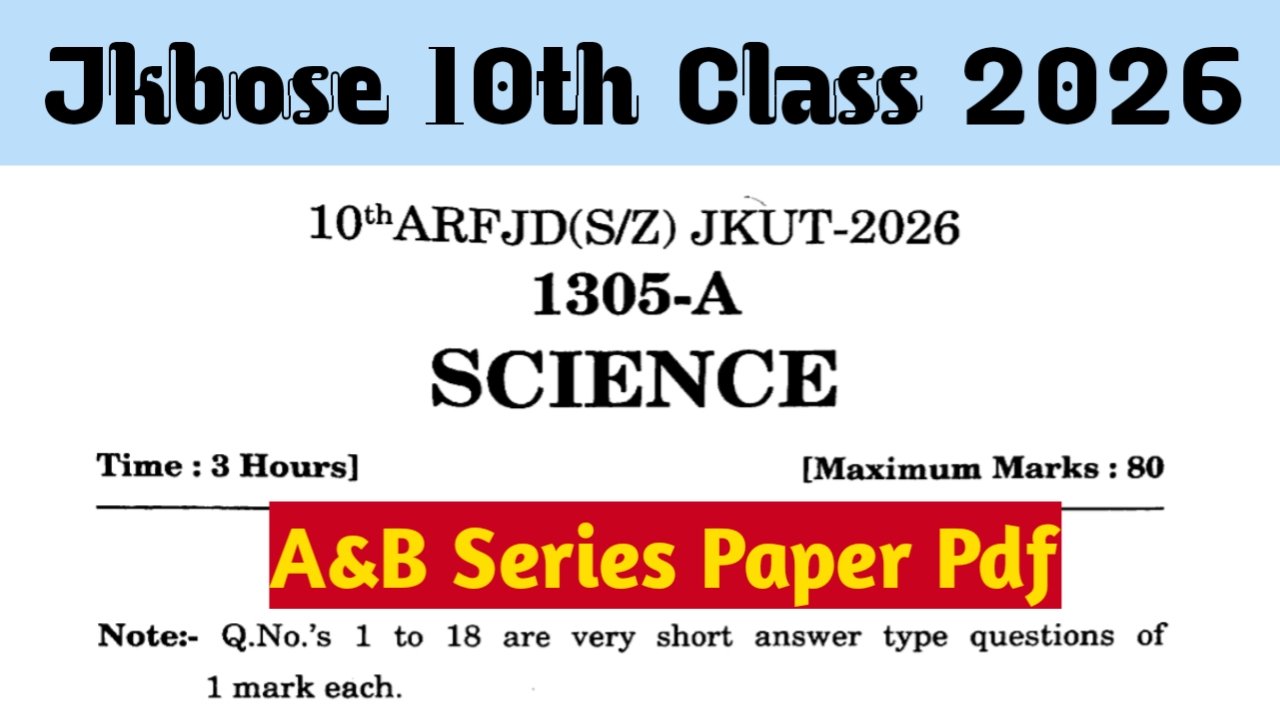 Jkbose 10th Class Science Previous Year Question Papers Pdf Available Check Here